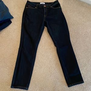 Loft- Curvy, skinny dark blue denim. Like new.